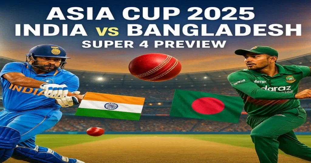 Asia Cup 2025 India vs Bangladesh Preview – Super 4 cricket clash highlights, key players in action, and match predictions for fans.