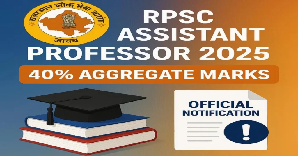 RPSC Assistant Professor 2025 Eligibility Change 40% Aggregate Marks Notification