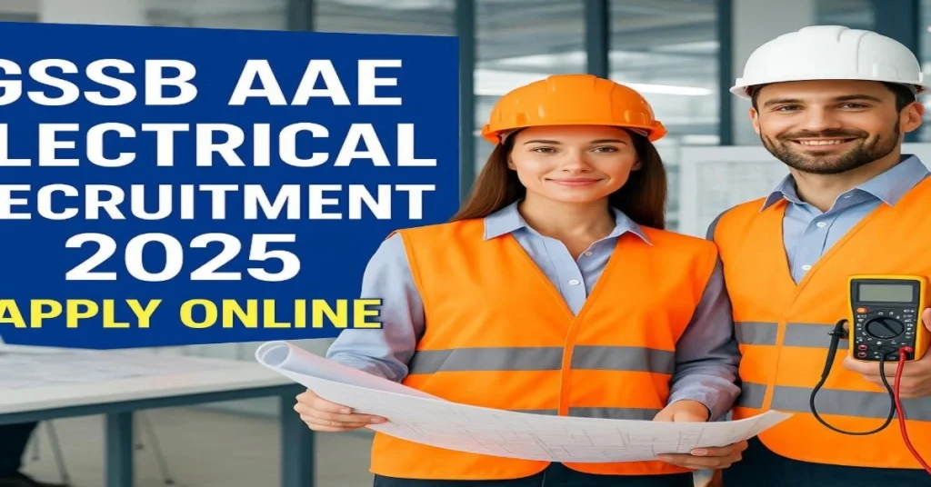 GSSSB AAE Electrical Recruitment 2025 Apply Online Thumbnail with Engineers and Blueprints