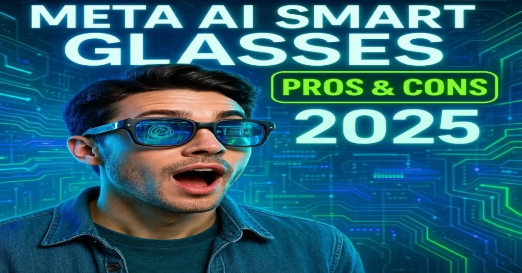 Meta AI Smart Glasses Pros and Cons Explained 2025 – futuristic smart glasses with AI features